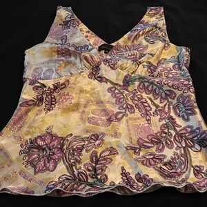 Vintage Design Works Floral Blouse top satin M